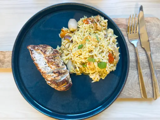 Filets de poulet, riz, brocoli